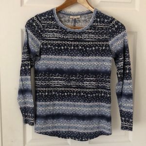 Blue White Patterned Long Sleeve
